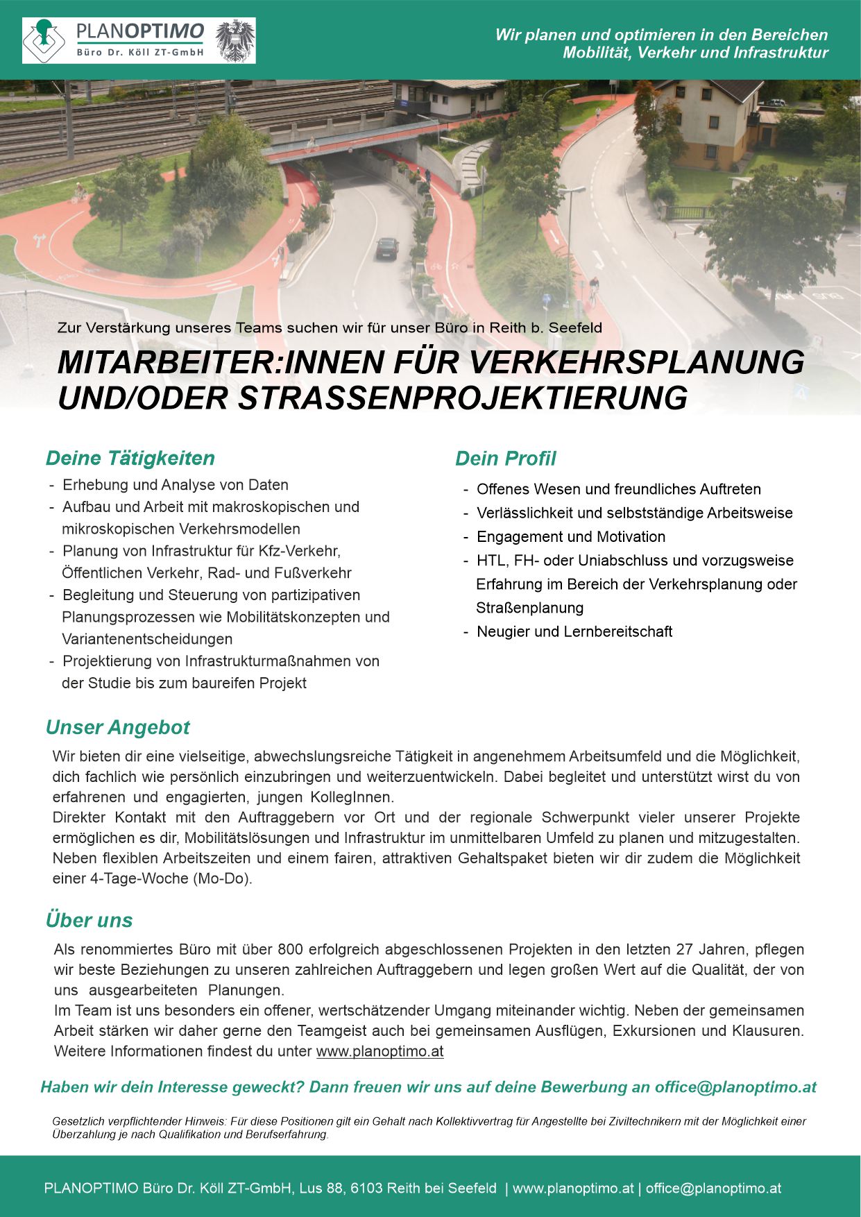Mitarbeiter:innen für Verkehrsplanung und/oder Straßenprojektierung Mitarbeiter:innen für Verkehrsplanung und/oder Straßenprojektierung